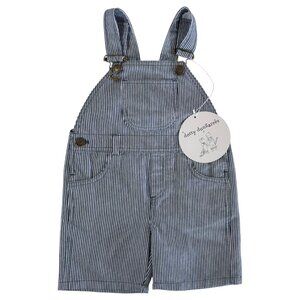 DOTTY DUNGAREES -  STRIPE OVERALL SHORT - WHITE/BLUE - NWT